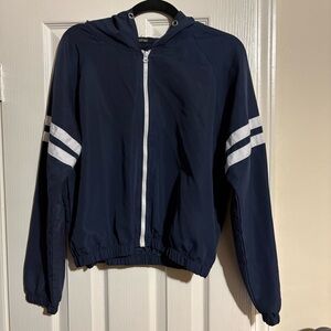 Boohoo Deep Blue Jacket with White Zipper